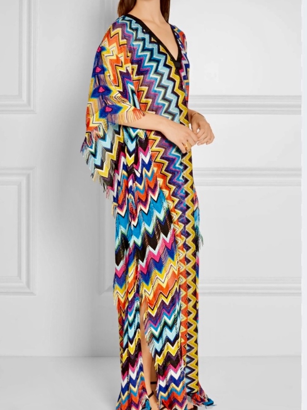 Missoni Multicolor Zigzag Maxi Caftan Dress Sz EU 40/ US 4-6